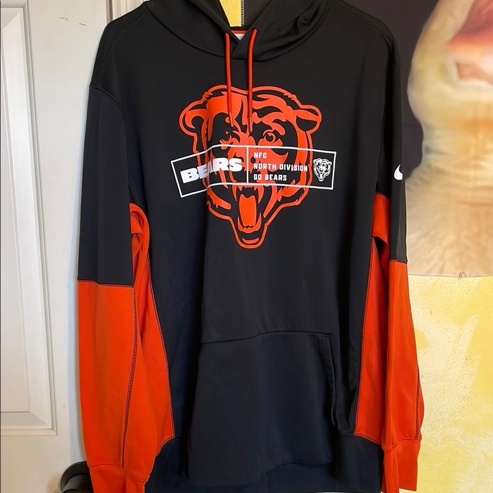 Men's Black and Orange Bears Hoodie